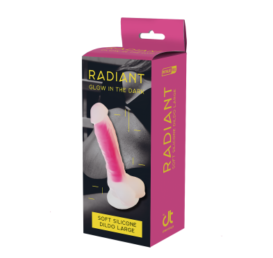 RADIANT SOFT SILICONE GLOW IN THE DARK DILDO LARGE PINK